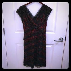 Red and black lacy dress